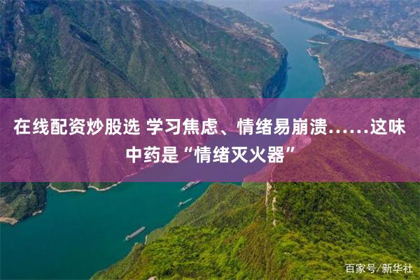 在线配资炒股选 学习焦虑、情绪易崩溃……这味中药是“情绪灭火器”